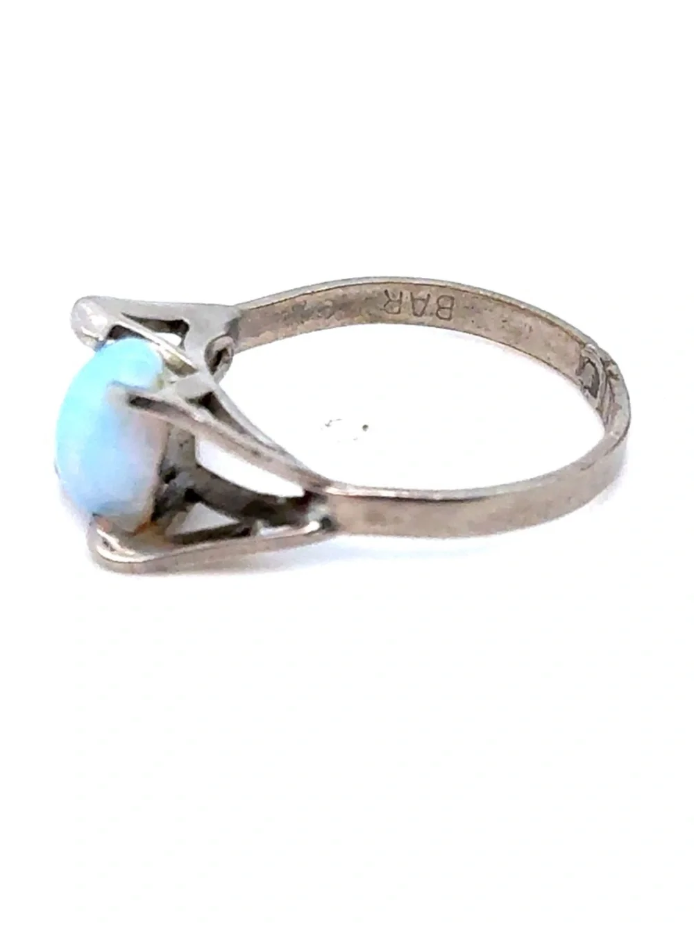 Silver Blue Opal Oval Ring‎